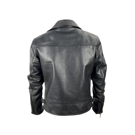 Men Black Leather Harrington Jacket