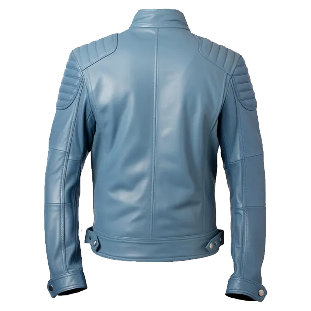 Men’s Blue Cafe Racer Leather Jacket