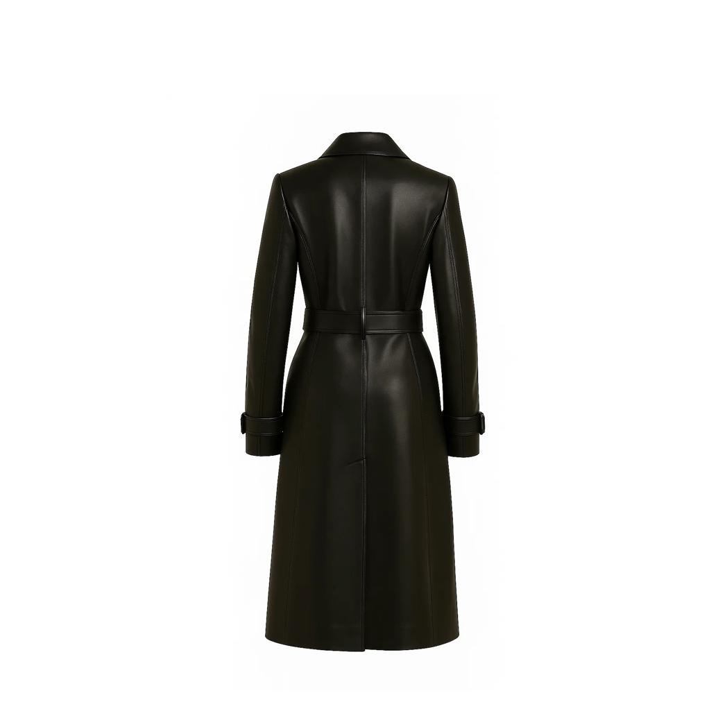 Women’s Black Real Leather Long Coat
