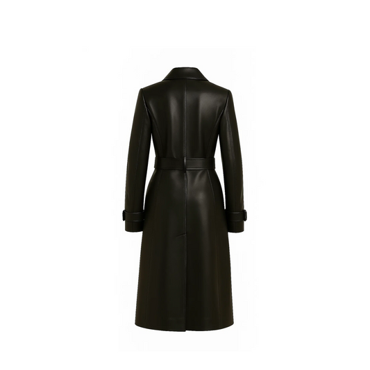 Women’s Black Real Leather Long Coat