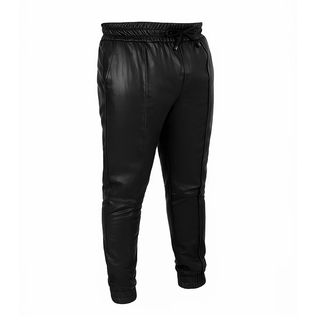Men’s Slim Fit Jogging Leather Trousers