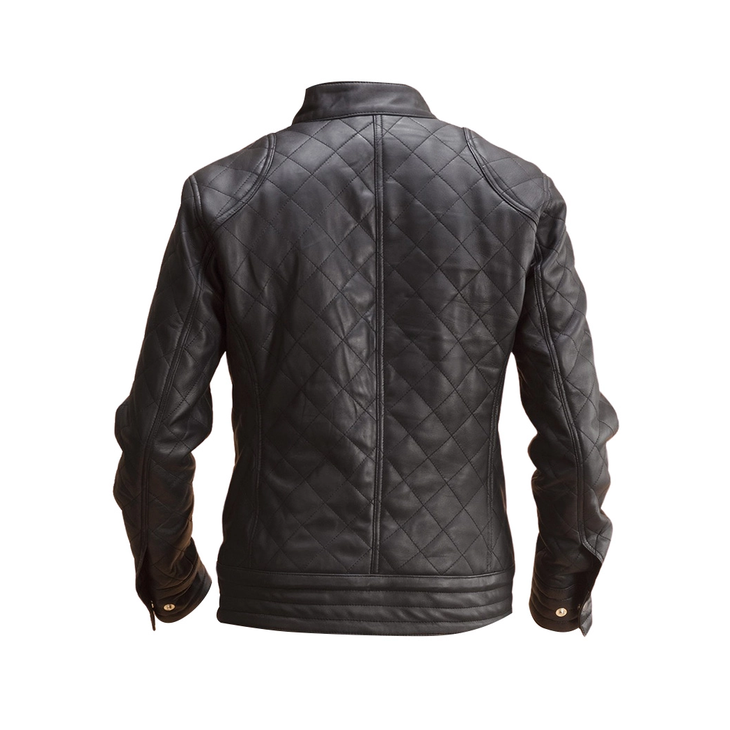 Mens Black Leather Quilted Jacket