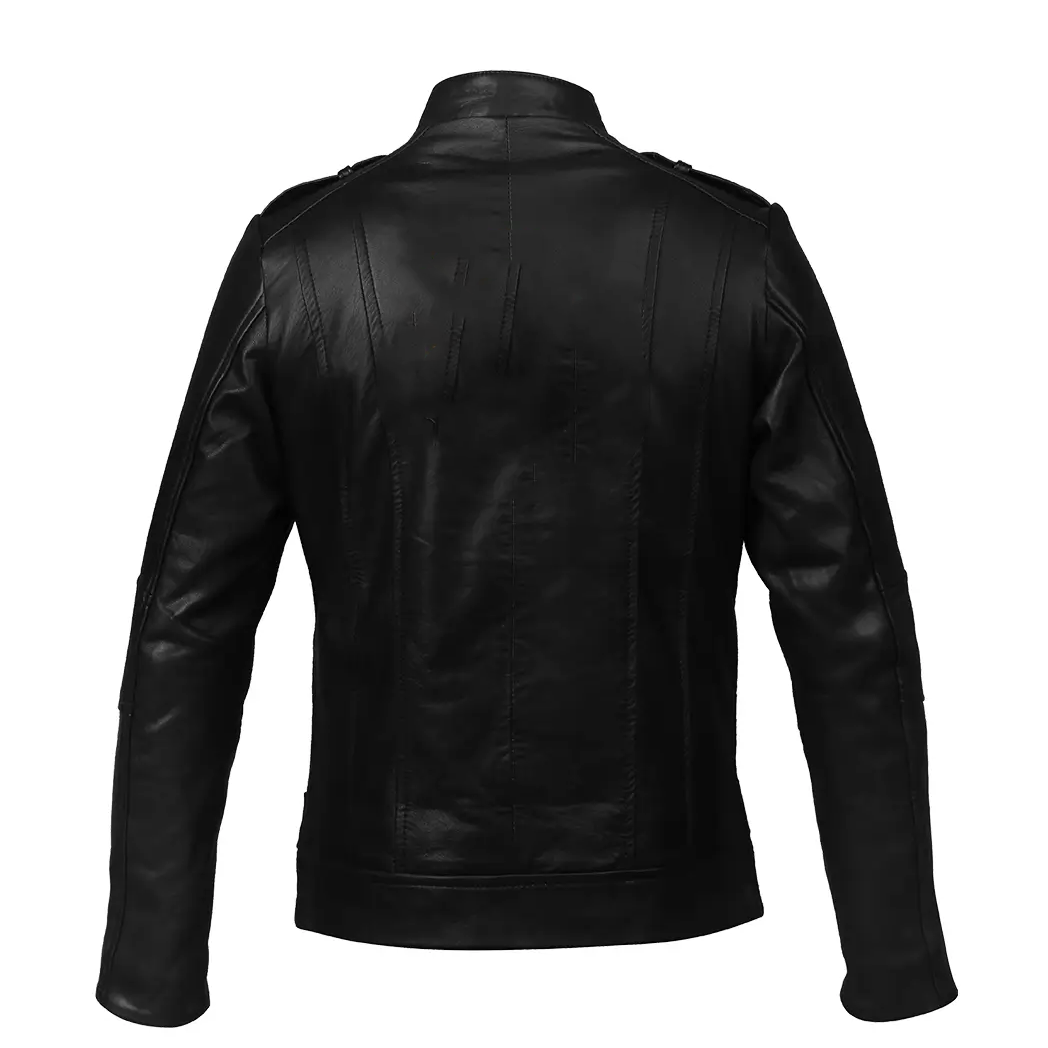 Mens Black Tanned Lambskin Cafe Racer Leather Jacket