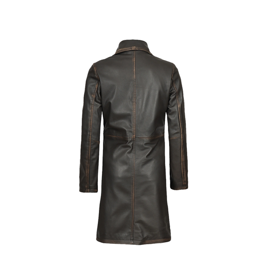 Women’s Distressed Brown 3/4 Length Real Leather Coat