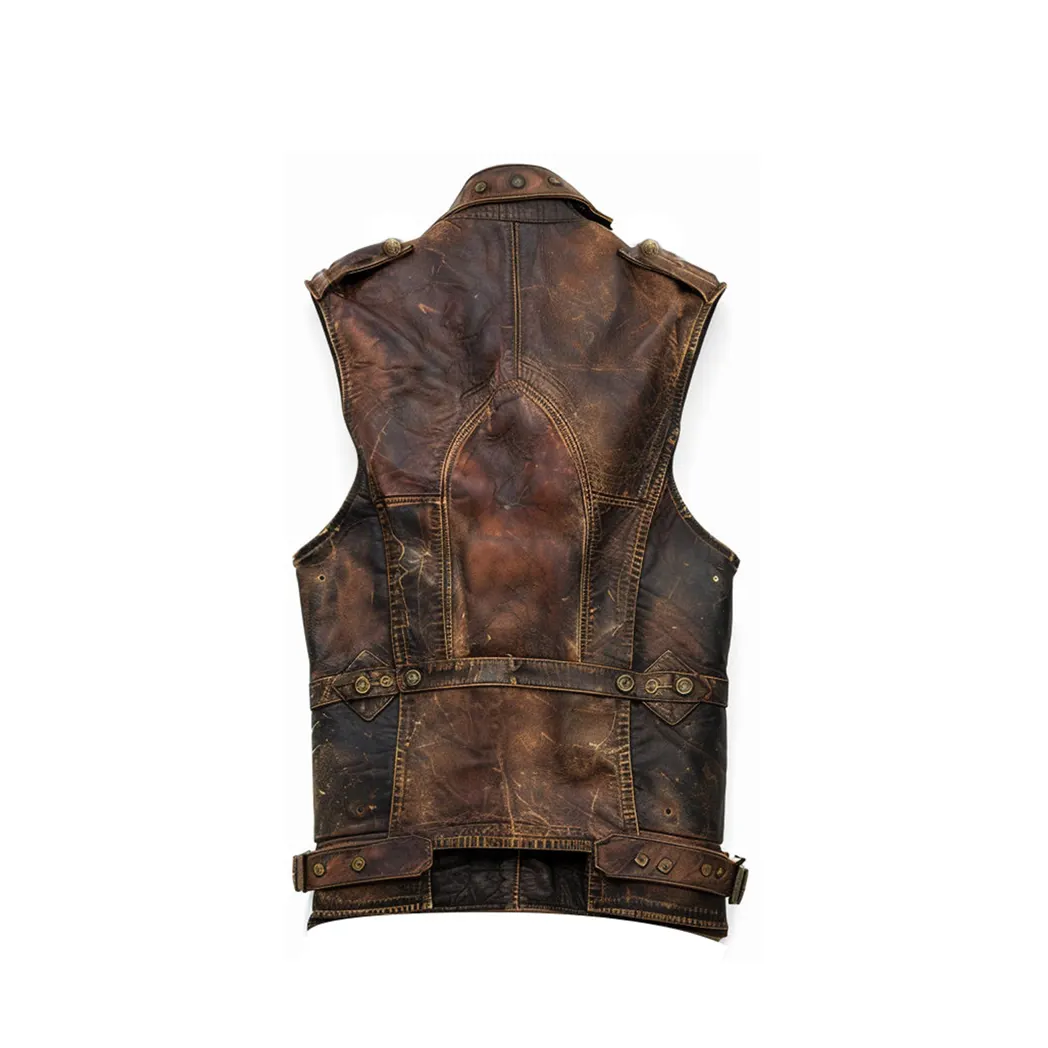 Men’s Amell Vintage Distressed Brown Leather Vest