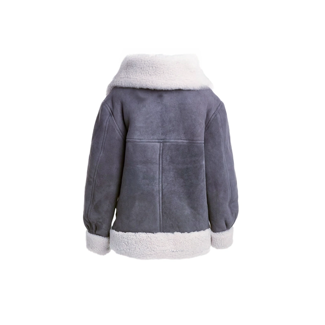 Women Grey Suede Leather Jacket