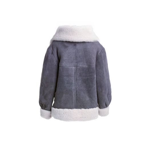 Women Grey Suede Leather Jacket