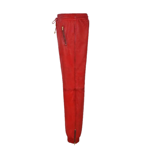 Mens Leather Jogging Bottom Trousers
