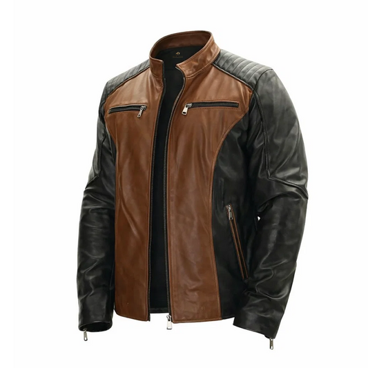 Men’s Roadster Black and Brown Leather Jacket