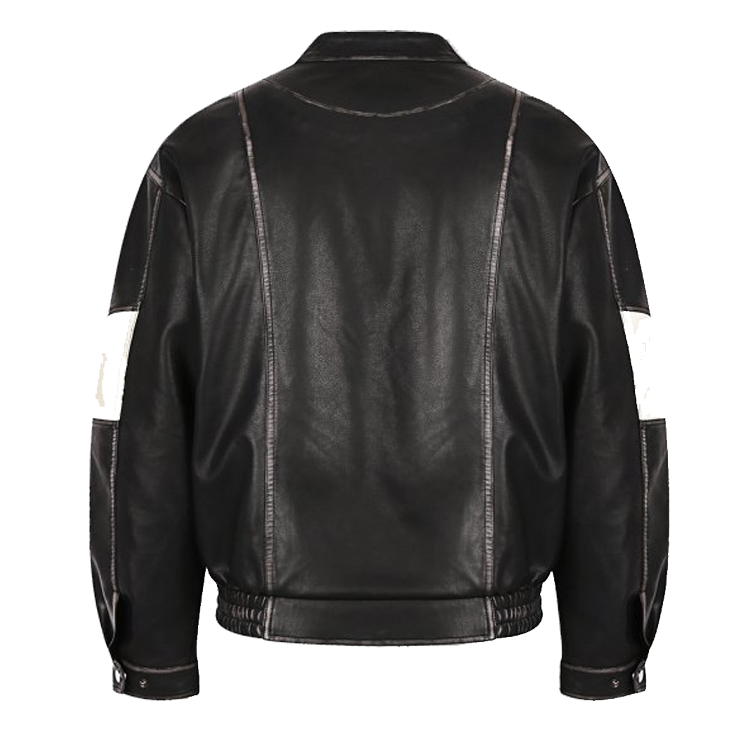 Oversize Vegan Leather Racing Jacket