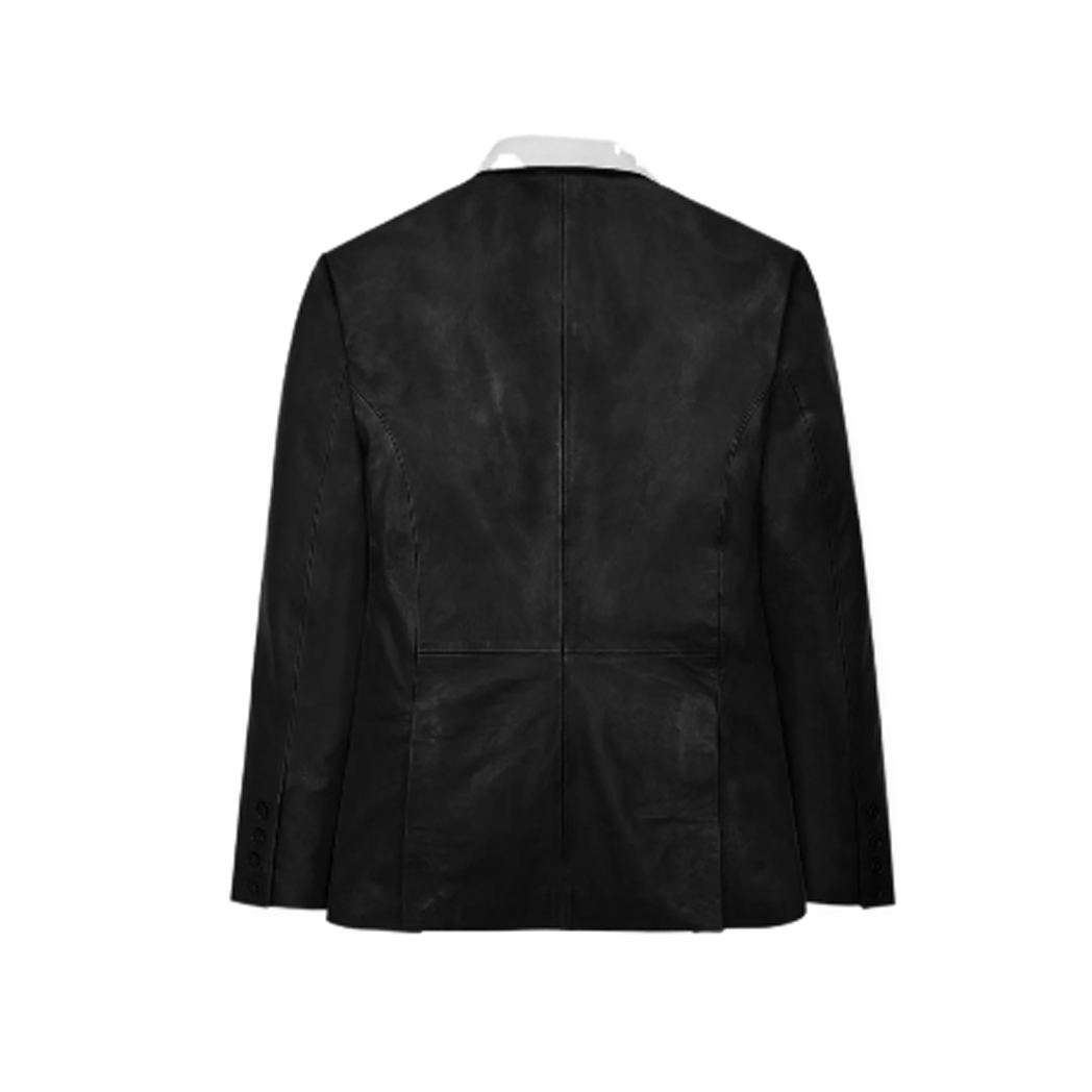 Mens Black Hampton Leather Blazer