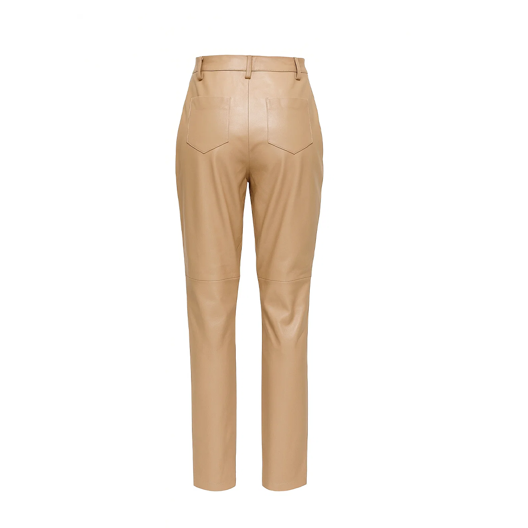 Women Premium Beige Leather Pants