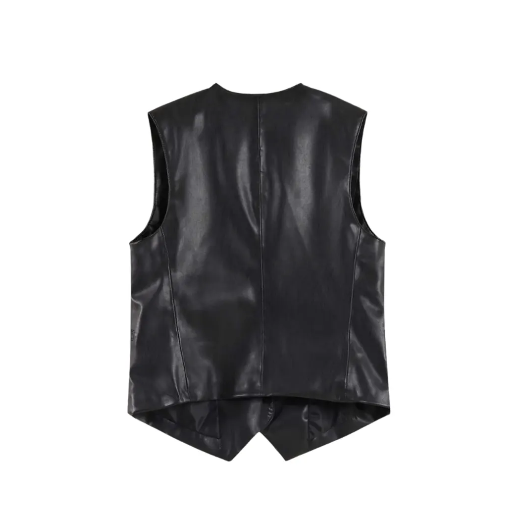 Men’s Black Faux Leather Vest