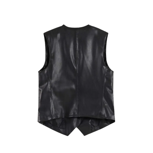 Men’s Black Faux Leather Vest