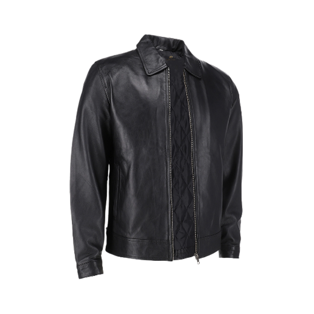 Men’s Harrison Black Harrington Leather Jacket
