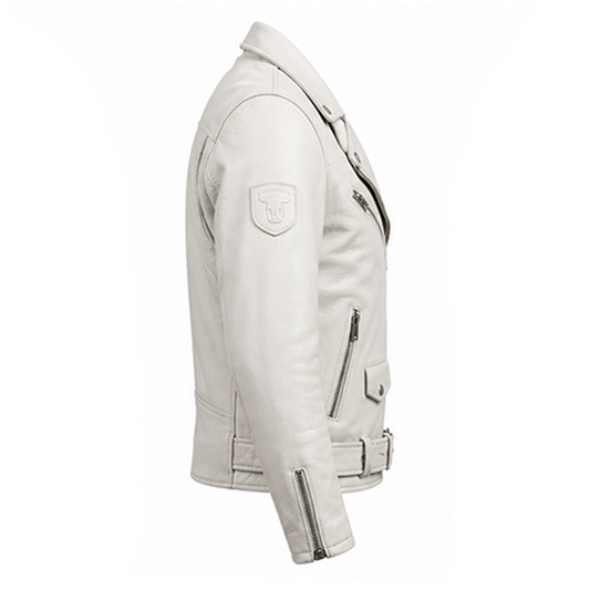 White Biker Protective Jacket