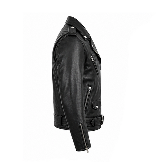 Mens Lambskin Motorcycle Black Leather Jacket