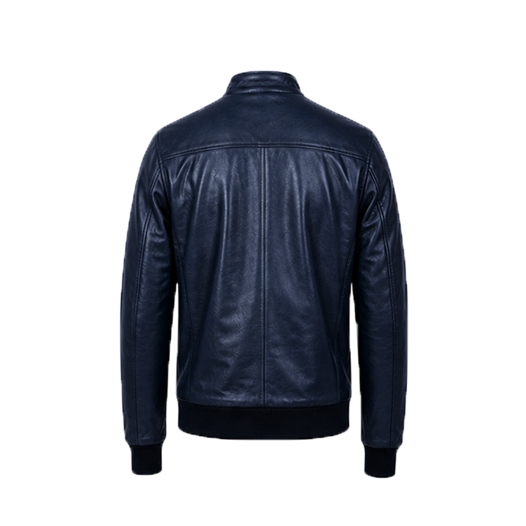 Men’s Stylish Blue Bomber Leather Jacket