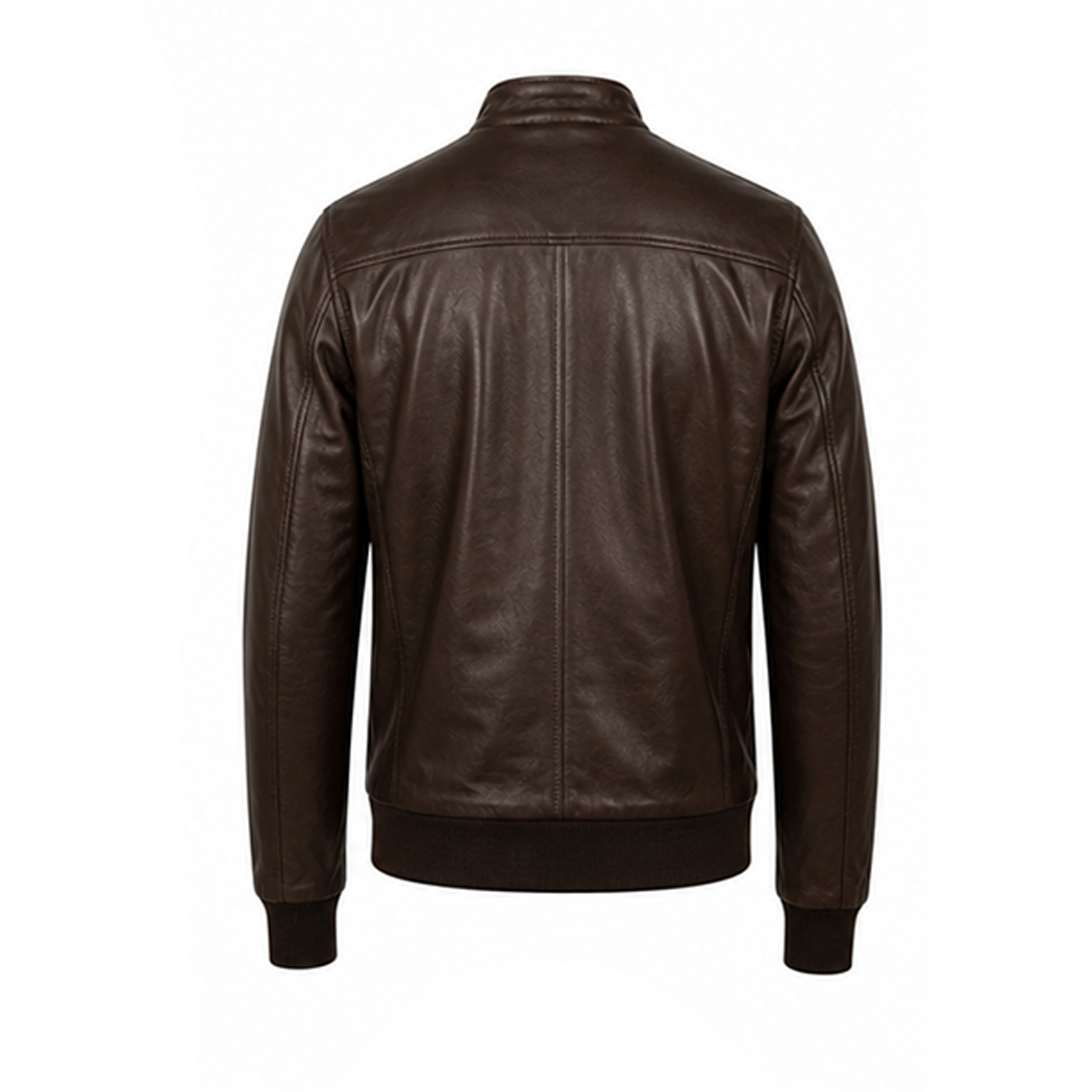 Men’s Stylish Brown Bomber Leather Jacket