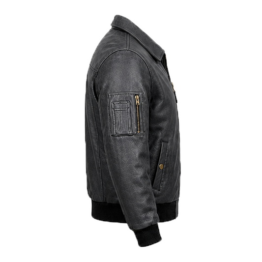 Men’s Stylish Grey Bomber Leather Jacket