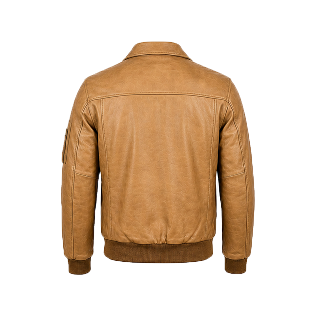 Men’s Stylish Brown Bomber Leather Jacket