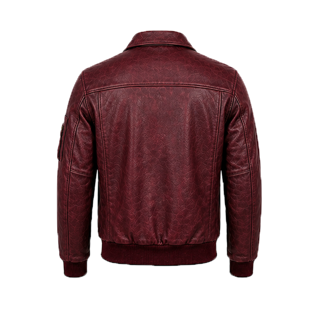 Men’s Stylish Red Bomber Leather Jacket
