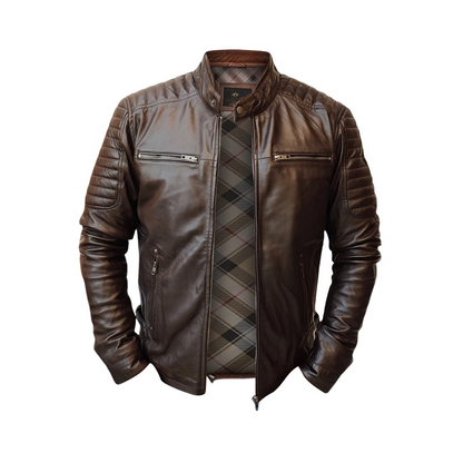 Men Handmade Slim Fit Leather Jacket