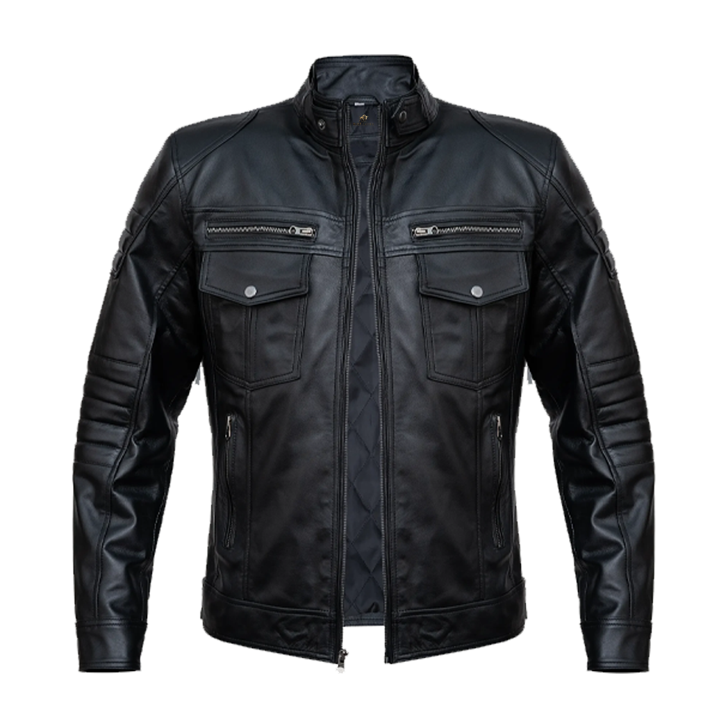 Men’s Motorcycle Black Leather Jacket
