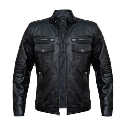 Men’s Motorcycle Black Leather Jacket