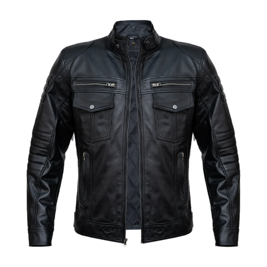 Men’s Motorcycle Black Leather Jacket