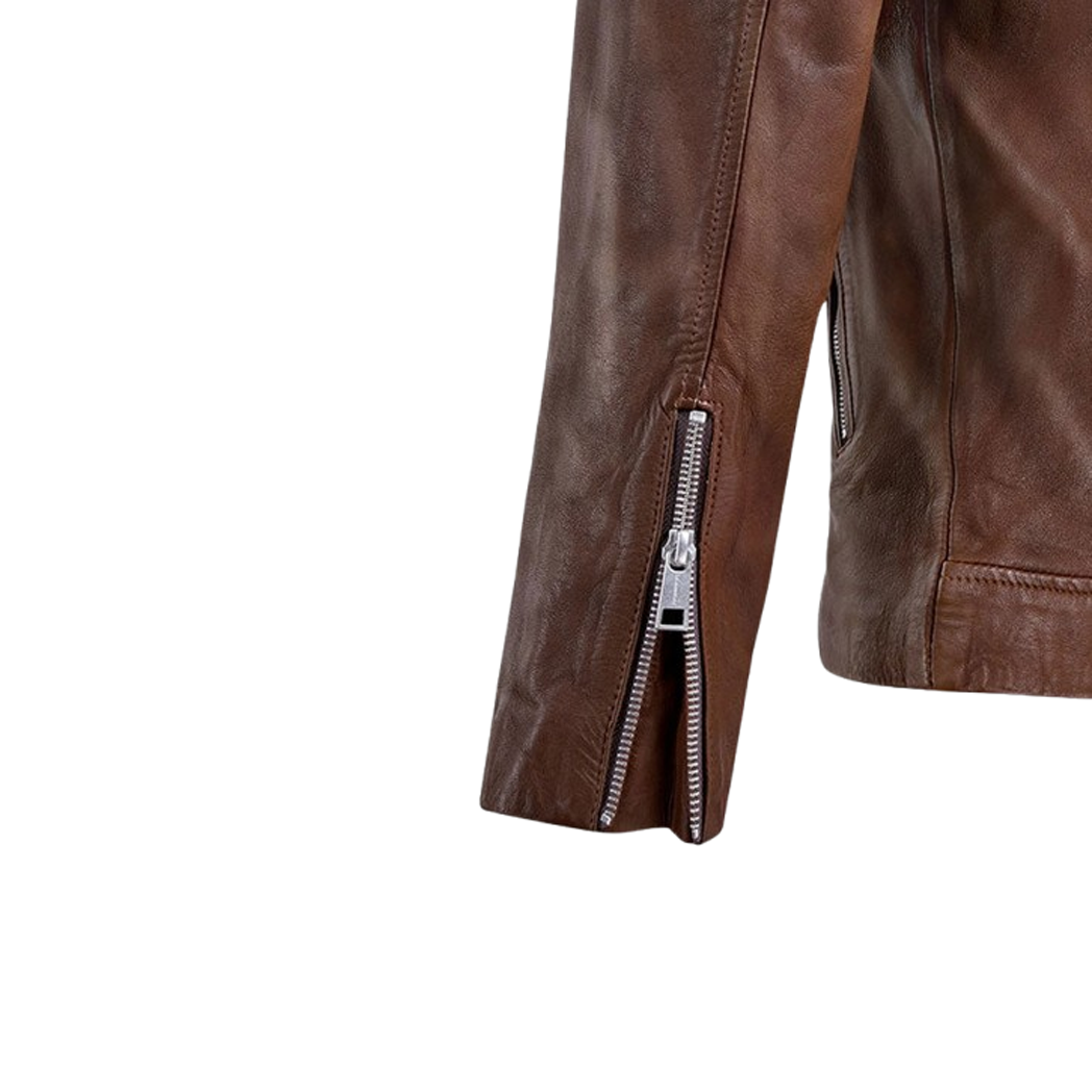 Mens Beast Spanish Brown Biker Leather Jacket