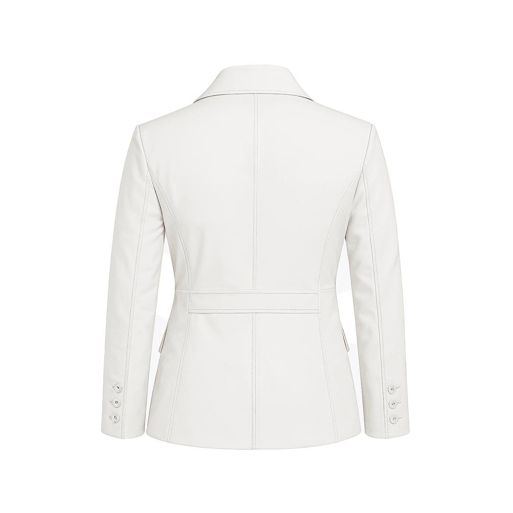 Women’s Two Button Lambskin White Leather Blazer