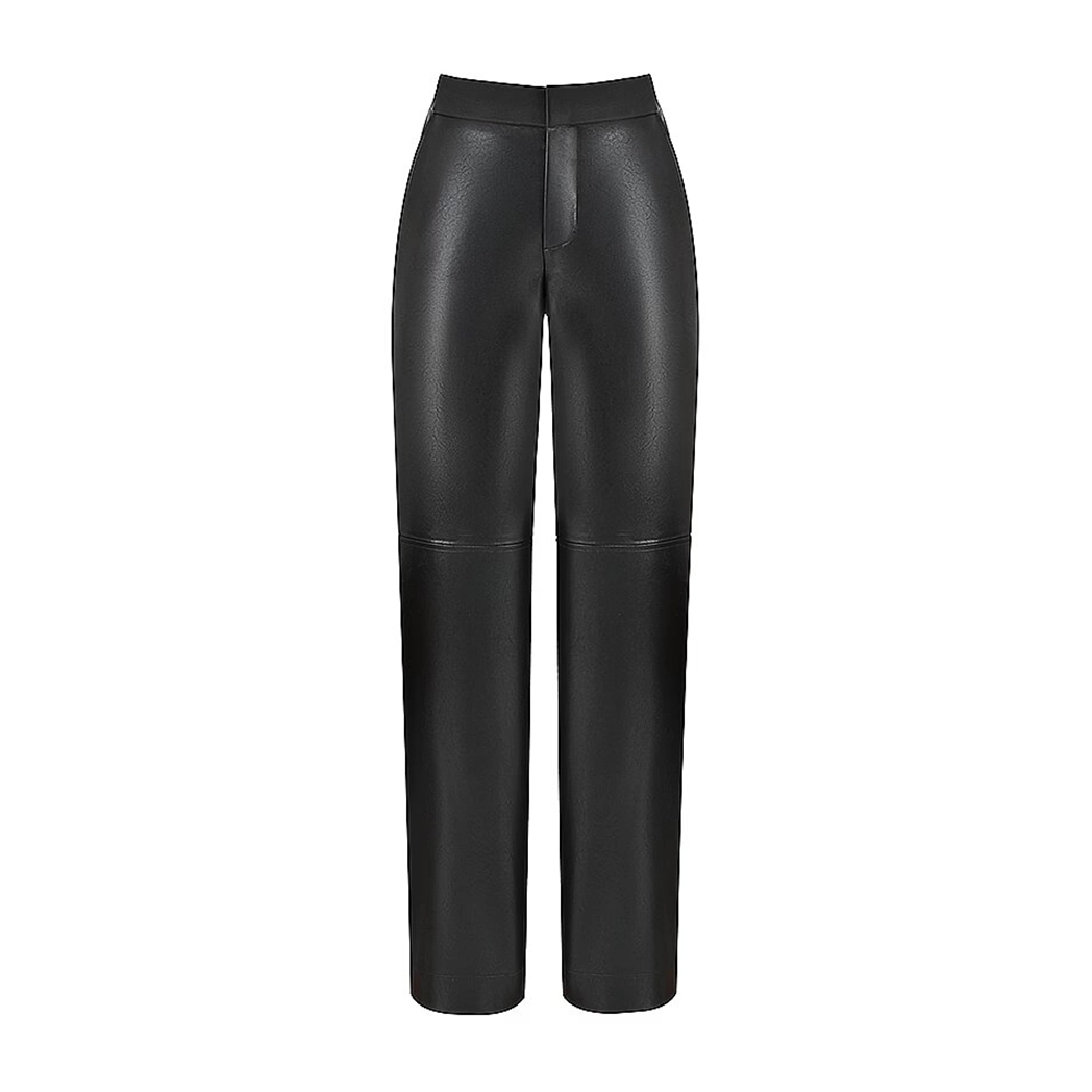 Women Premium Black Leather Trousers