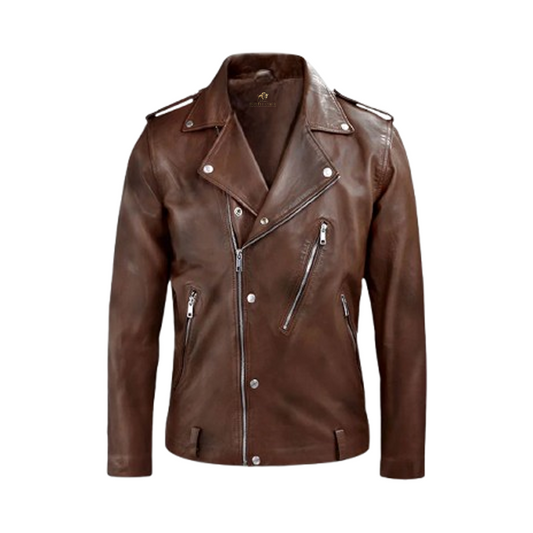 Mens Beast Spanish Brown Biker Leather Jacket