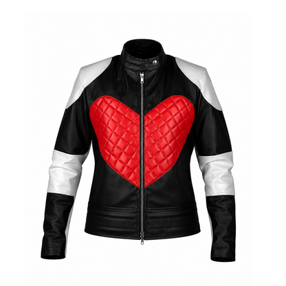 Ladies Red Heart Leather Jacket