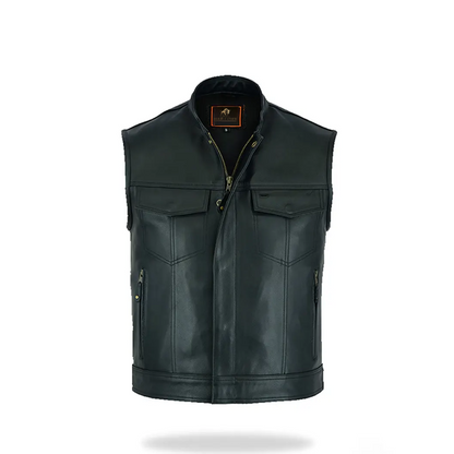 Men’s Black Leather Biker Vest