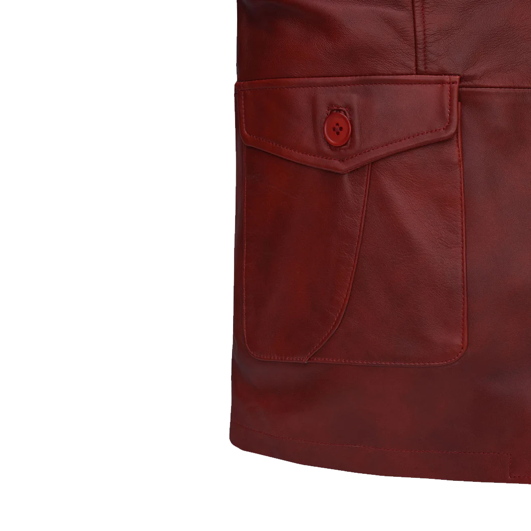 Mens Burgundy Blazer Leather Jacket