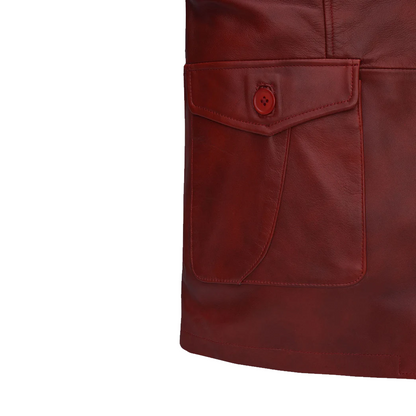 Mens Burgundy Blazer Leather Jacket
