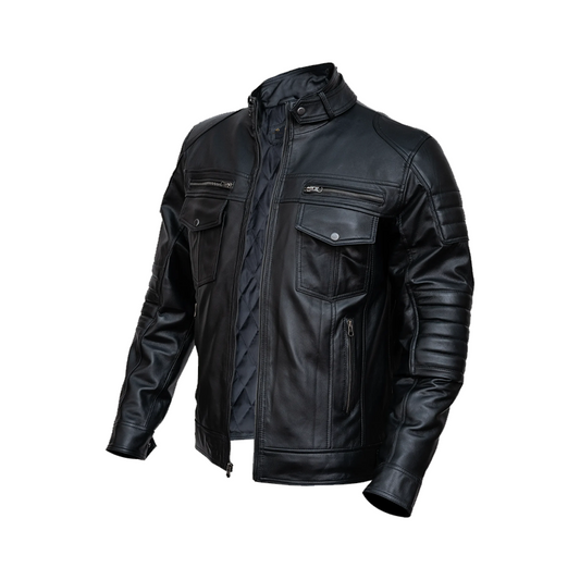 Men’s Motorcycle Black Leather Jacket