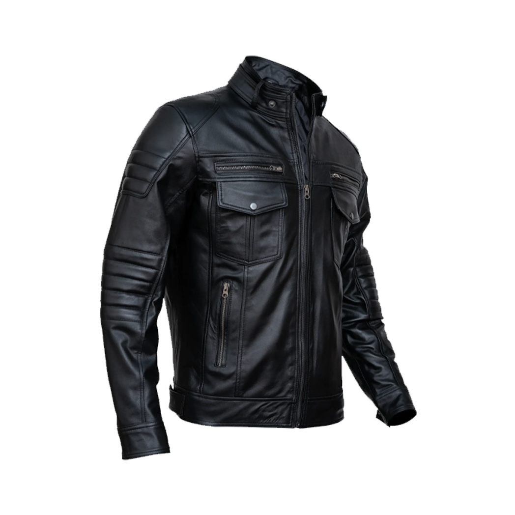 Men’s Motorcycle Black Leather Jacket