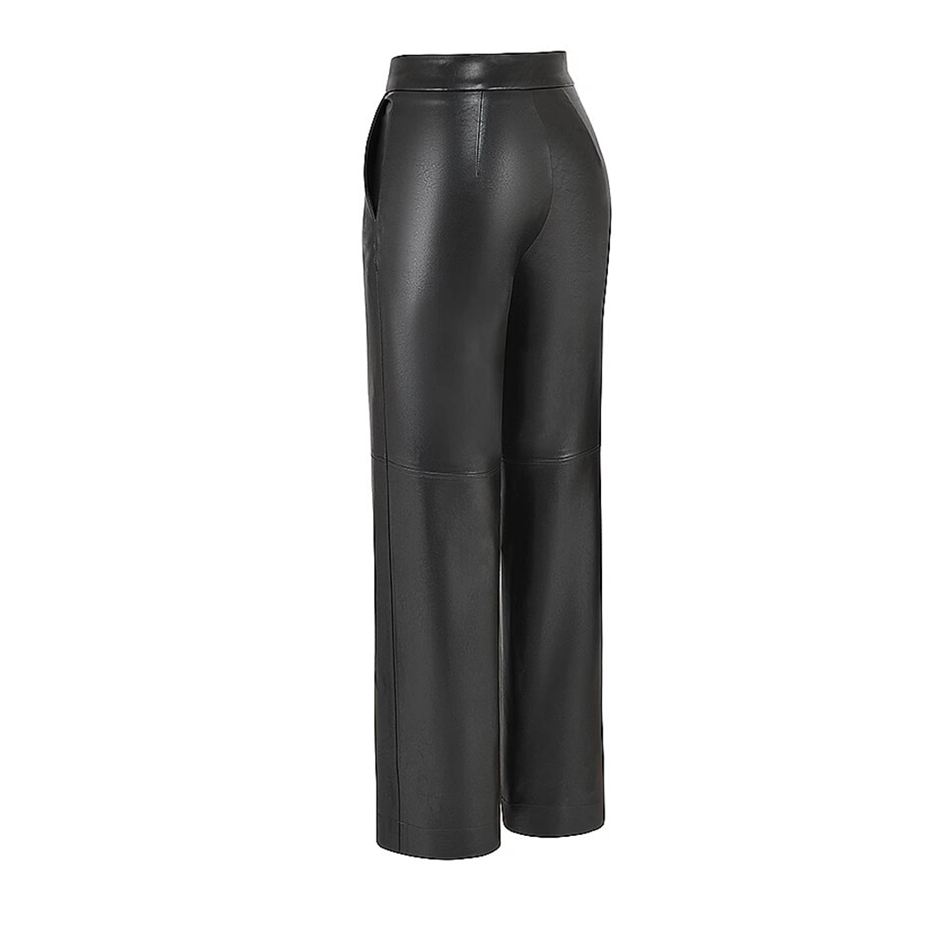 Women Premium Black Leather Trousers