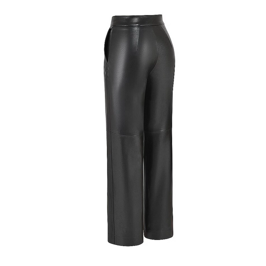 Women Premium Black Leather Trousers