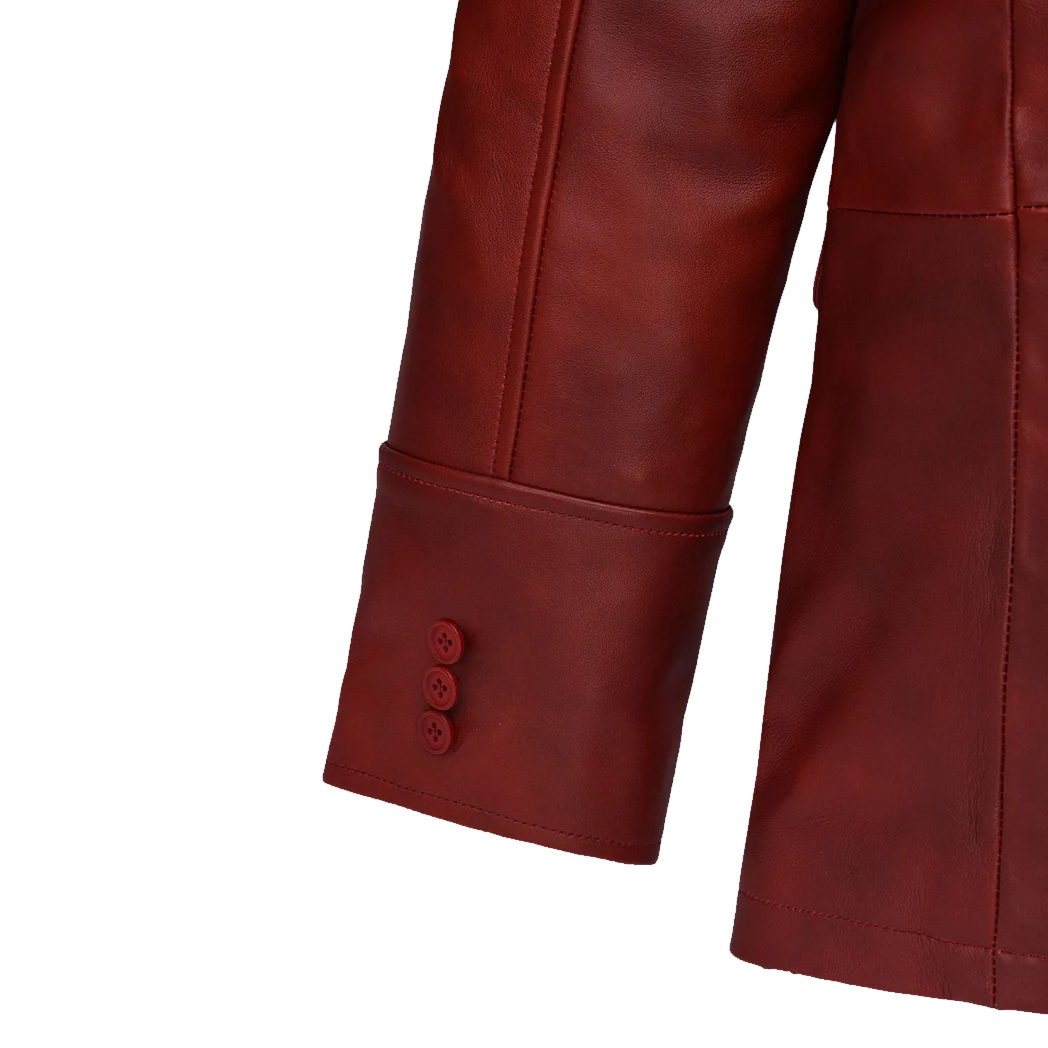 Mens Burgundy Blazer Leather Jacket