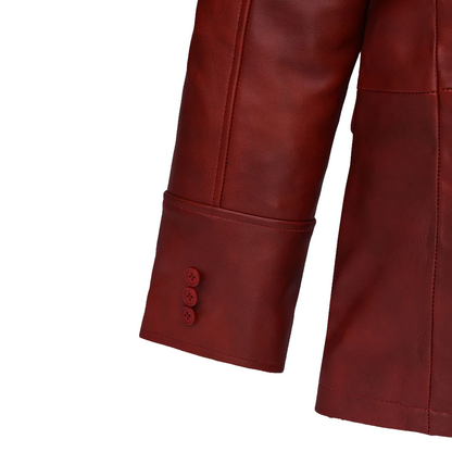 Mens Burgundy Blazer Leather Jacket