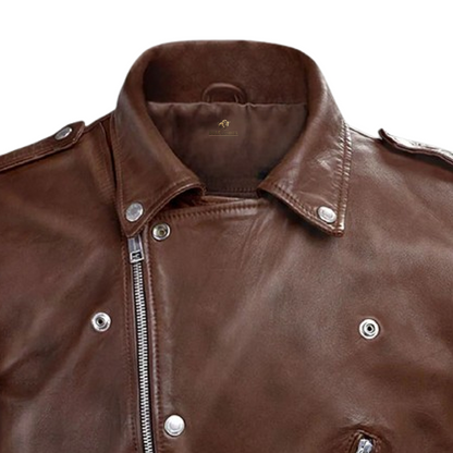 Mens Beast Spanish Brown Biker Leather Jacket