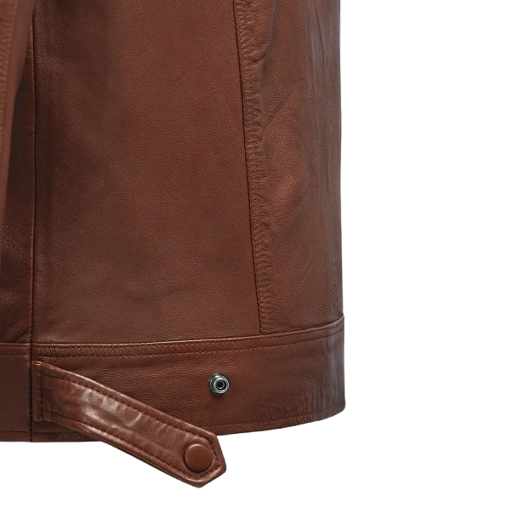 Mens Ironwood Tan Biker Leather Jacket