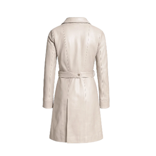 Women’s Moonlight Silver Leather Trench Coat