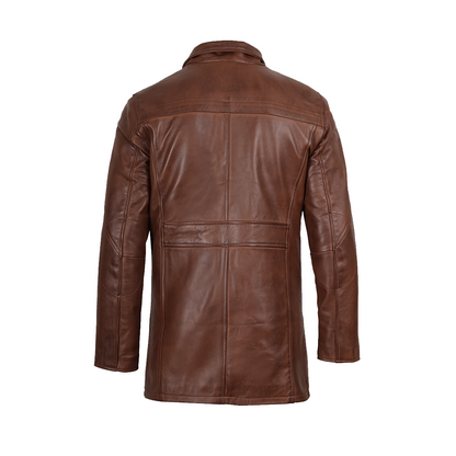 Men’s Brown Real Leather Car Coat