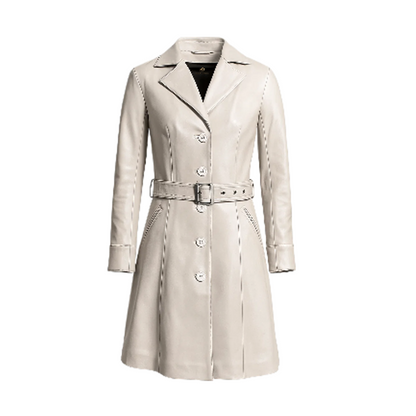 Women’s Moonlight Silver Leather Trench Coat