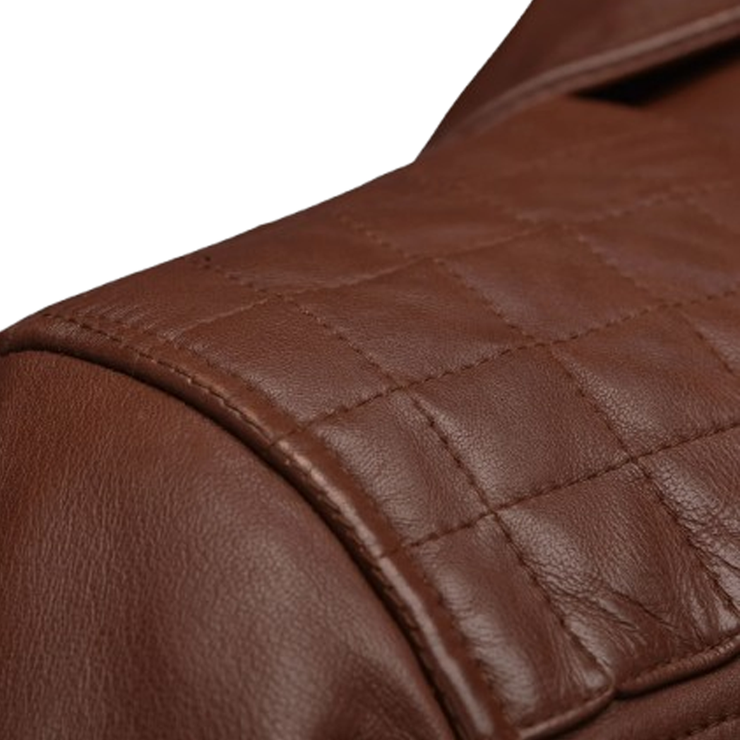Mens Ironwood Tan Biker Leather Jacket
